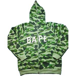 BAPE A Bathing Ape Green Camo Full Zip Hoodie XL Made in Japan
